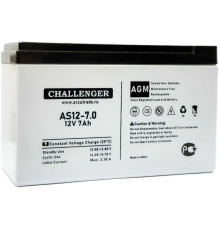 Стационарная свинцово кислотная AGM батарея Challenger AS12-7.0А 12V 7.0Ah